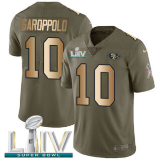 Nike 49ers #10 Jimmy Garoppolo Olive Gold Super Bowl LIV 2020 Men's Stitched NFL Limited 2017 Salute To Service Jersey