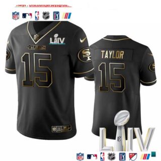Nike 49ers #15 Trent Taylor Black Golden Super Bowl LIV 2020 Limited Edition Stitched NFL Jersey