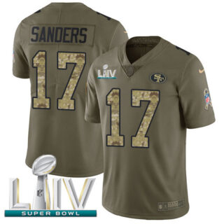 Nike 49ers #17 Emmanuel Sanders Olive Camo Super Bowl LIV 2020 Men's Stitched NFL Limited 2017 Salute To Service Jersey