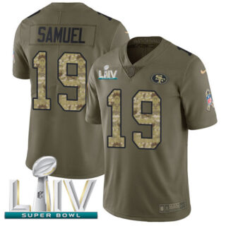 Nike 49ers #19 Deebo Samuel Olive Camo Super Bowl LIV 2020 Men's Stitched NFL Limited 2017 Salute To Service Jersey