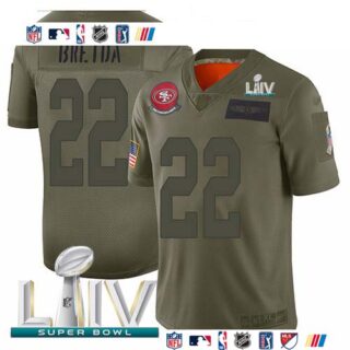 Nike 49ers #22 Matt Breida Camo Super Bowl LIV 2020 Men's Stitched NFL Limited 2019 Salute To Service Jersey