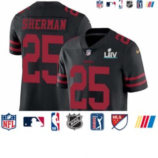 Nike 49ers #25 Richard Sherman Black Super Bowl LIV 2020 Alternate Men's Stitched NFL Vapor Untouchable Limited Jersey