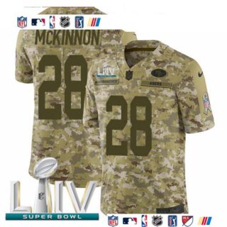 Nike 49ers #28 Jerick McKinnon Camo Super Bowl LIV 2020 Men's Stitched NFL Limited 2018 Salute To Service Jersey