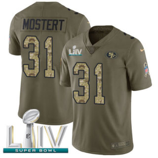 Nike 49ers #31 Raheem Mostert Olive Camo Super Bowl LIV 2020 Men's Stitched NFL Limited 2017 Salute To Service Jersey