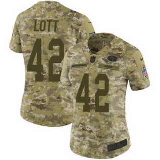 Nike 49ers #42 Ronnie Lott Camo Women's Stitched NFL Limited 2018 Salute to Service Jersey