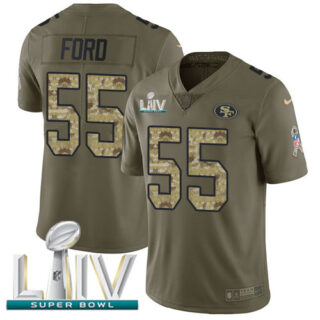 Nike 49ers #55 Dee Ford Olive Camo Super Bowl LIV 2020 Men's Stitched NFL Limited 2017 Salute To Service Jersey