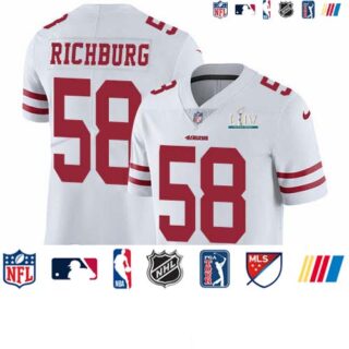 Nike 49ers #58 Weston Richburg White Super Bowl LIV 2020 Men's Stitched NFL Vapor Untouchable Limited Jersey