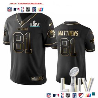 Nike 49ers #81 Jordan Matthews Black Golden Super Bowl LIV 2020 Limited Edition Stitched NFL Jersey