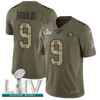Nike 49ers #9 Robbie Gould Olive Camo Super Bowl LIV 2020 Men's Stitched NFL Limited 2017 Salute To Service Jersey