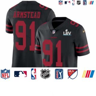 Nike 49ers #91 Arik Armstead Black Super Bowl LIV 2020 Alternate Men's Stitched NFL Vapor Untouchable Limited Jersey