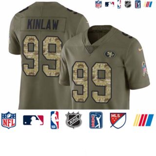 Nike 49ers #99 Javon Kinlaw Olive Camo Men's Stitched NFL Limited 2017 Salute To Service Jersey