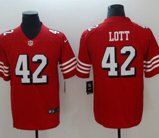 Nike 49ers 42 Ronnie Lott Red 2018 Vapor Untouchable Limited Jersey