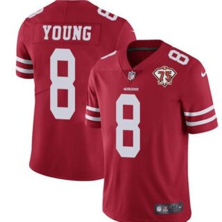 Nike 49ers 8 Steve Young Red 75th Anniversary Vapor Untouchable Limited Jersey