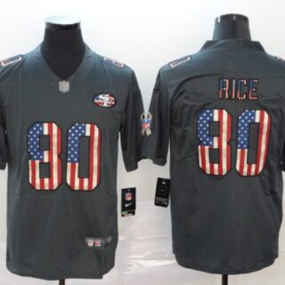 Nike 49ers 80 Jerry Rice 2019 Salute To Service USA Flag Fashion Limited Jersey