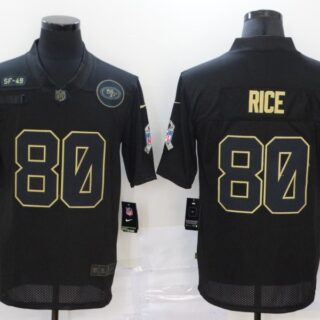 Nike 49ers 80 Jerry Rice Black 2020 Salute To Service Limited Jersey