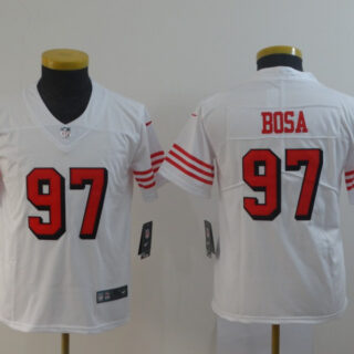 Nike 49ers 97 Nick Bosa White Youth 2019 NFL Draft First Round Pick Color Rush Vapor Untouchable Limited Jersey