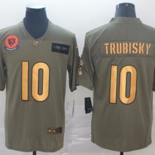 Nike Bears 10 Mitchell Trubisky 2019 Olive Gold Salute To Service Limited Jersey
