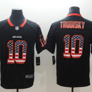 Nike Bears 10 Mitchell Trubisky Black USA Flag Fashion Limited Jersey