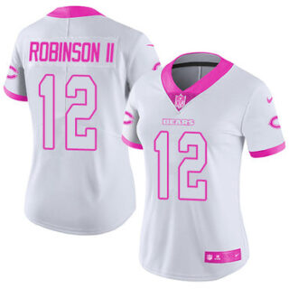 Nike Bears #12 Allen Robinson II White Pink Women's Stitched NFL Limited Rush Fashion Jersey