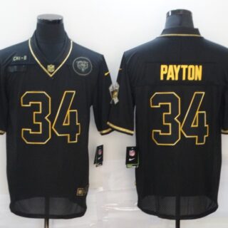 Nike Bears 34 Walter Payton Black Gold 2020 Salute To Service Limited Jersey