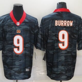 Nike Bengals 9 Joe Burrow Black Camo Limited Jersey