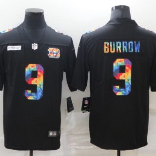 Nike Bengals 9 Joe Burrow Black Vapor Untouchable Rainbow Limited Jersey
