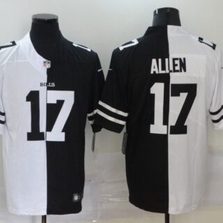 Nike Bills 17 Josh Allen Black And White Split Vapor Untouchable Limited Jersey