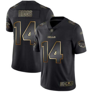 Nike Bills #14 Stefon Diggs Black Gold Men's Stitched NFL Vapor Untouchable Limited Jersey