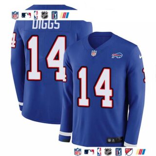 Nike Bills #14 Stefon Diggs Royal Blue Team Color Men's Stitched NFL Limited Therma Long Sleeve Jersey