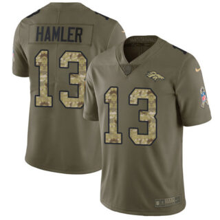 Nike Broncos #13 KJ Hamler Olive Camo Men's Stitched NFL Limited 2017 Salute To Service Jersey