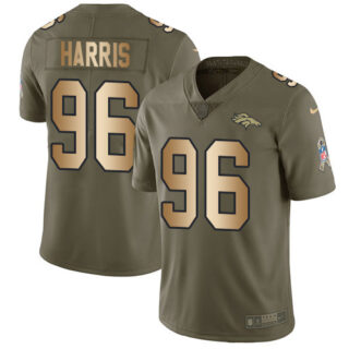Nike Broncos #96 Shelby Harris Olive Gold Men's Stitched NFL Limited 2017 Salute To Service Jersey