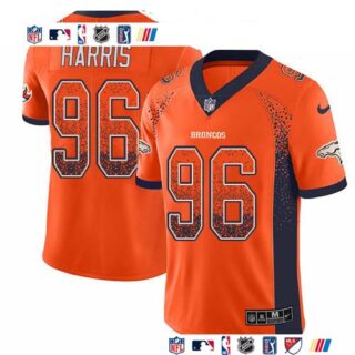 Nike Broncos #96 Shelby Harris Orange Team Color Men's Stitched NFL Limited Rush Drift Fashion Jersey