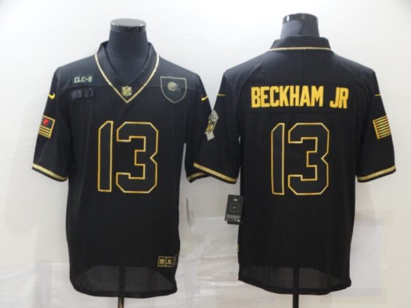 Nike Browns 13 Odell Beckham Jr. Black Gold 2020 Salute To Service Limited Jersey