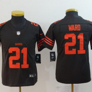 Nike Browns 21 Denzel Ward Brown Youth Color Rush Limited Jersey