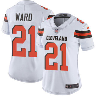 Nike Browns #21 Denzel Ward White Women's Stitched NFL Vapor Untouchable Limited Jersey