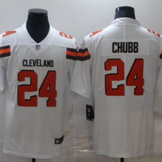 Nike Browns 24 Nick Chubb White Vapor Untouchable Limited Jersey