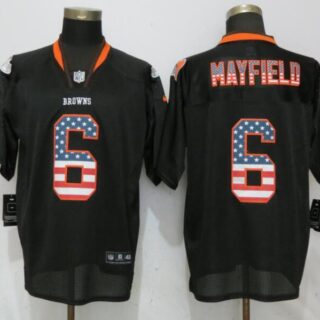 Nike Browns 6 Baker Mayfield Black USA Flag Fashion Elite Jersey