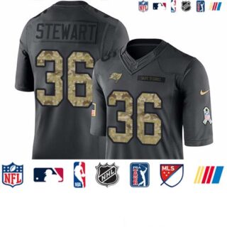 Nike Buccaneers #36 M.J. Stewart Black Men's Stitched NFL Limited 2016 Salute to Service Jersey