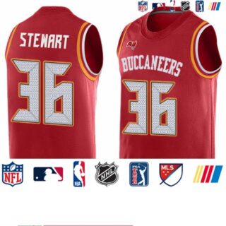 Nike Buccaneers #36 M.J. Stewart Red Team Color Men's Stitched NFL Limited Tank Top Jersey