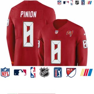 Nike Buccaneers #8 Bradley Pinion Red Team Color Men's Stitched NFL Limited Therma Long Sleeve Jersey