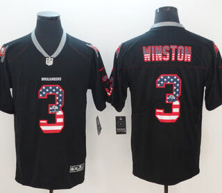 Nike Buccaneers 3 Jameis Winston Black USA Flag Fashion Limited Jersey