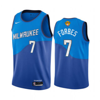 Nike Bucks #7 Bryn Forbes Men's 2021 NBA Finals Bound City Edition Jersey Blue