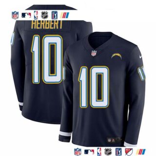 Nike Chargers #10 Justin Herbert Navy Blue Team Color Men's Stitched NFL Limited Therma Long Sleeve Jersey
