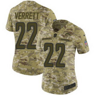 Nike Chargers #22 Jason Verrett Camo Women's Stitched NFL Limited 2018 Salute to Service Jersey