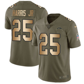 Nike Chargers #25 Chris Harris Jr Olive Gold Men's Stitched NFL Limited 2017 Salute To Service Jersey