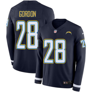 Nike Chargers #28 Melvin Gordon Navy Blue Team Color Men's Stitched NFL Limited Therma Long Sleeve Jersey