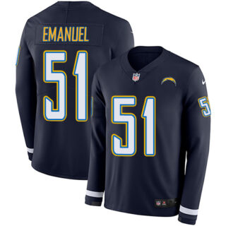 Nike Chargers #51 Kyle Emanuel Navy Blue Team Color Men's Stitched NFL Limited Therma Long Sleeve Jersey
