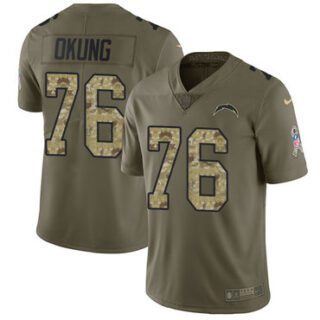 Nike Chargers #76 Russell Okung Olive Camo Men's Stitched NFL Limited 2017 Salute To Service Jersey