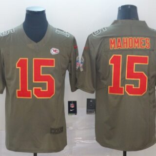 Nike Chiefs 15 Patrick Mahomes 2017 Olive Gold Salute To Service Limited Jersey
