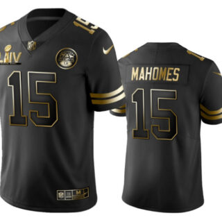 Nike Chiefs 15 Patrick Mahomes Black Gold 2020 Super Bowl LIV Vapor Untouchable Limited Jersey